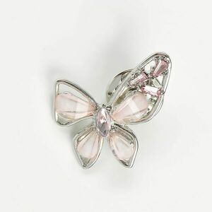 Brosa fluture argintiu cu pietre roz imagine