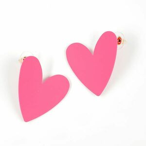 Cercei roz in forma de inima imagine