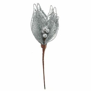 Floare argintie de Craciun 27 cm imagine