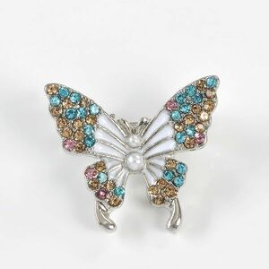 Brosa martisor fluture alb cu pietre multicolore imagine