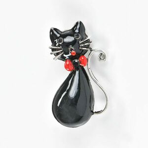 Brosa martisor pisica neagra cu papion imagine