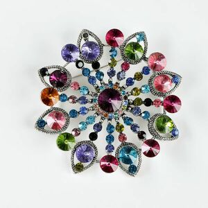 Brosa floare decorata cu pietre multicolore imagine