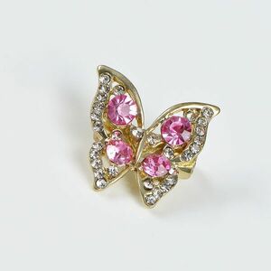 Brosa fluture auriu cu pietre roz imagine