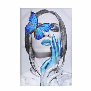 Tablou femeie cu fluture albastru imagine