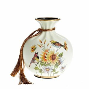 Vaza din ceramica cu pasari 17 cm imagine