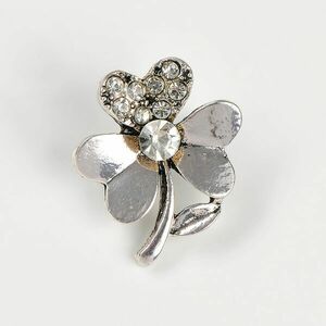 Brosa floare argintie cu pietre acrilice imagine