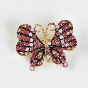 Brosa fluture auriu cu pietre roz imagine