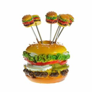Suport burger cu 6 scobitori 11 cmSuport burger cu 6 scobitori 11 cm imagine