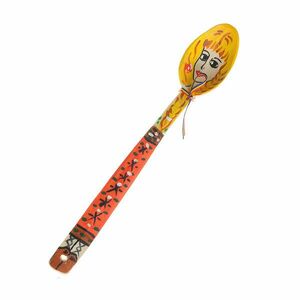 Decoratiune lingura lemn cu panglica tricolora imagine
