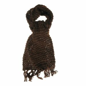Fular maro tricotat cu franjuri imagine