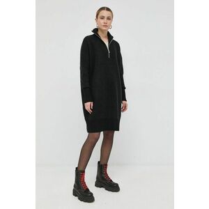 BOSS rochie din lana culoarea negru, mini, oversize imagine