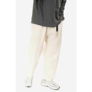 Gramicci pantaloni de bumbac Loose Tapered Pant culoarea bej, lat, medium waist G103.OGT-cream imagine