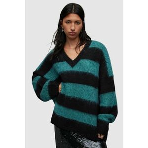 AllSaints pulover din amestec de lana LOU SPARKLE VNECK femei, culoarea negru imagine