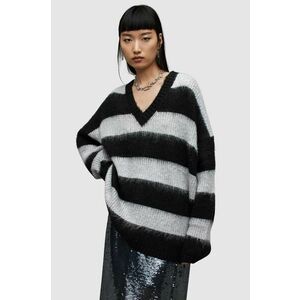 AllSaints pulover din amestec de lana LOU SPARKLE VNECK femei, culoarea negru imagine