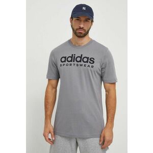 adidas tricou din bumbac bărbați, culoarea gri, cu imprimeu IW8836 imagine