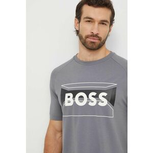 BOSS Green tricou din bumbac bărbați, culoarea gri, cu imprimeu 50514527 imagine
