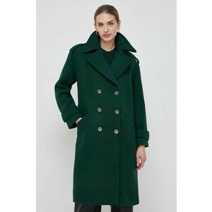Morgan palton din lana culoarea verde, de tranzitie, oversize imagine