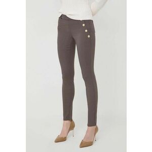 Morgan pantaloni femei, culoarea maro, mulata, high waist imagine