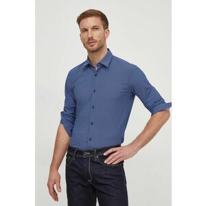 BOSS cămașă bărbați, culoarea bleumarin, cu guler clasic, slim 50508802 imagine