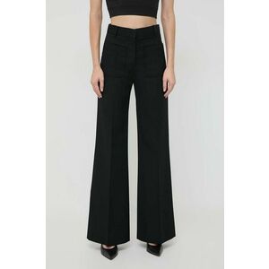 Victoria Beckham pantaloni din lână culoarea negru, lat, high waist 1124WTR005115A imagine