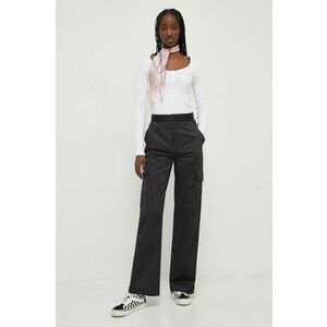 Tommy Jeans pantaloni femei, culoarea negru, fason cargo, high waist imagine