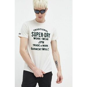 Superdry tricou barbati, culoarea bej, cu imprimeu imagine