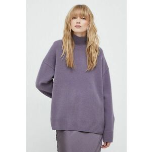 Samsoe Samsoe pulover de lana femei, culoarea violet, călduros, cu turtleneck imagine
