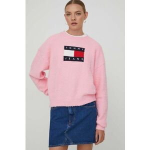 Tommy Jeans pulover femei, culoarea roz imagine