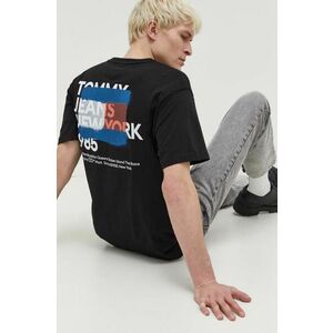 Tommy Jeans tricou din bumbac bărbați, culoarea negru, cu imprimeu DM0DM18271 imagine