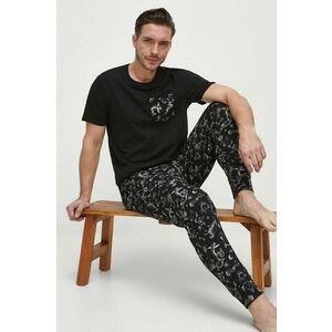 Medicine pijamale de bumbac barbati, culoarea negru, modelator imagine
