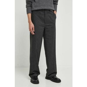 Samsoe Samsoe pantaloni din lana culoarea gri, drept imagine