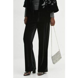 Medicine pantaloni femei, culoarea negru, lat, high waist imagine