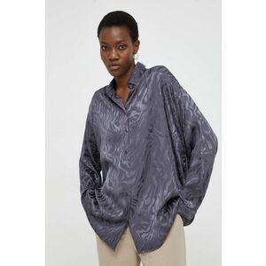 Answear Lab camasa femei, culoarea gri, cu guler clasic, relaxed imagine