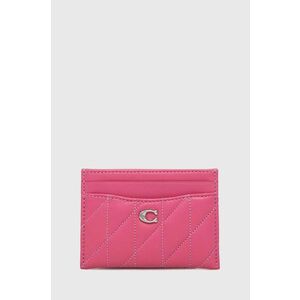 Coach carcasa din piele Essential Card Case culoarea roz imagine