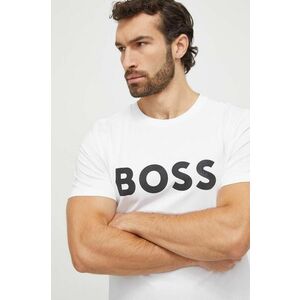 BOSS Green tricou bărbați, culoarea alb, cu imprimeu 50506363 imagine