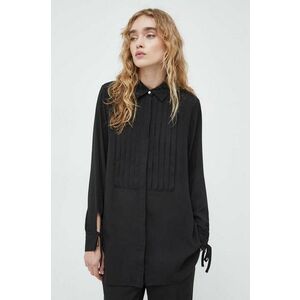 Bruuns Bazaar camasa femei, culoarea negru, cu guler clasic, regular imagine