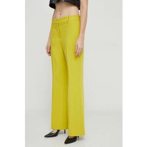 Dkny pantaloni femei, culoarea galben, lat, high waist imagine
