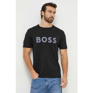 BOSS Green tricou din bumbac bărbați, culoarea negru, cu imprimeu 50506344 imagine