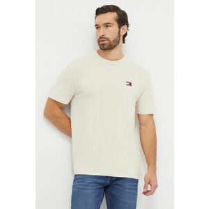Tommy Jeans tricou din bumbac bărbați, culoarea bej, cu imprimeu DM0DM17995 imagine