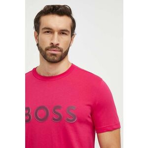 BOSS Green tricou din bumbac bărbați, culoarea roz, cu imprimeu 50506344 imagine