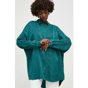 Answear Lab camasa femei, culoarea verde, cu guler clasic, relaxed imagine