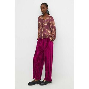 Medicine pantaloni femei, culoarea violet, lat, medium waist imagine