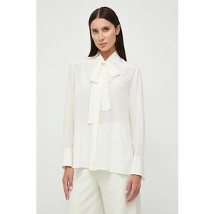 BOSS cămașă de mătase culoarea alb, cu un decolteu legat, regular 50505934 imagine