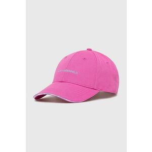Karl Lagerfeld șapcă de baseball din bumbac culoarea roz, cu imprimeu imagine