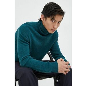 Samsoe Samsoe pulover de lana barbati, culoarea verde, light, cu guler imagine