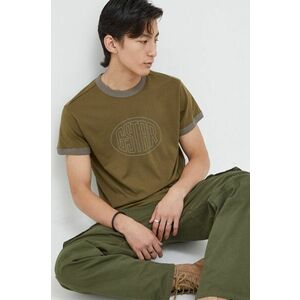 G-Star Raw tricou din bumbac barbati, culoarea verde, cu imprimeu imagine