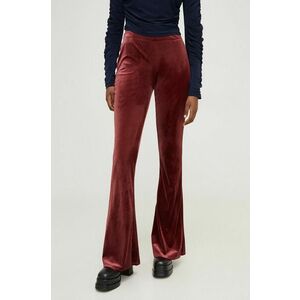Answear Lab pantaloni femei, culoarea bordo, evazati, high waist imagine