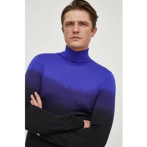BOSS pulover de lana barbati, culoarea violet, light, cu guler imagine