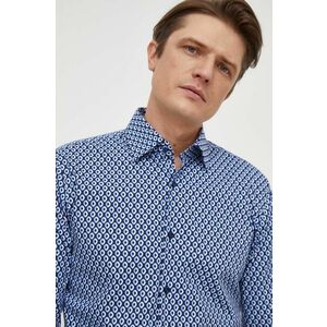 BOSS cămașă bărbați, culoarea bleumarin, cu guler clasic, slim 50508767 imagine