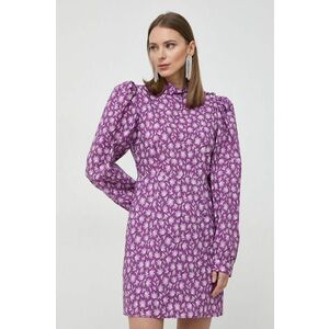 Custommade rochie din bumbac culoarea violet, mini, evazati imagine